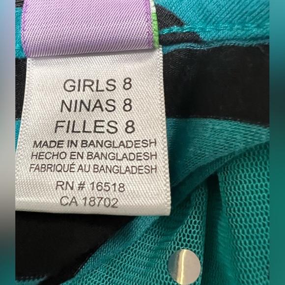 DOLLIE & ME GIRLS SPARKLE PARTY DRESS SIZE 8. TURQUOISE AND BLACK - Picture 7 of 7